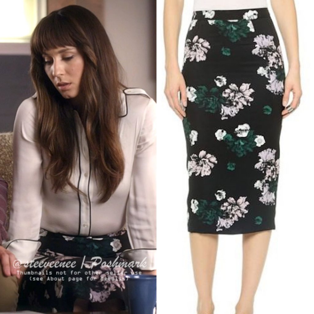 A.L.C. Floral Print Bell Pencil Skirt In Black Aso Spencer Hastings